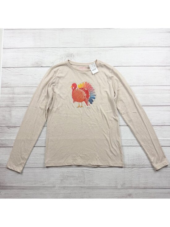 Crewcuts Other - Crewcuts Girls Beige Graphic Turkey Long Sleeve Tee Cotton Blend NWT XL 12-14